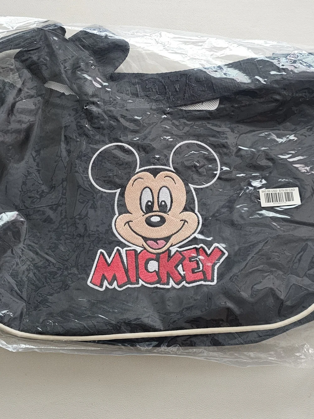 BAGGU Black Crossbody Bag with Mickey Character Patch And Bag Charm
